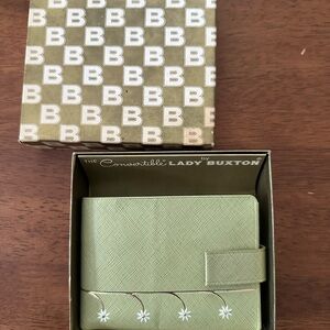 Lady Buxton Green Wallet with Floral Design Vintage 1960s new in box
